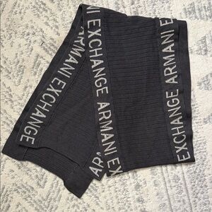 Armani Exchange Black Knit Scarf with Contrasting Logo